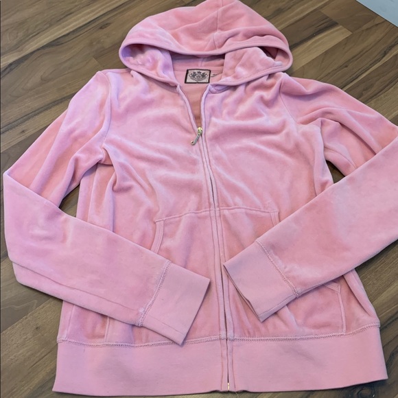 pink velour zip hoodie